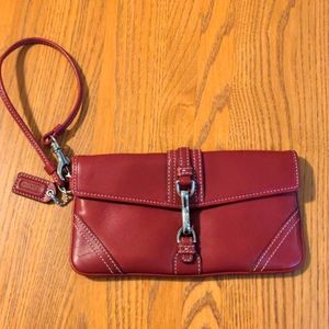Coach Red Leather Wristlet Purse